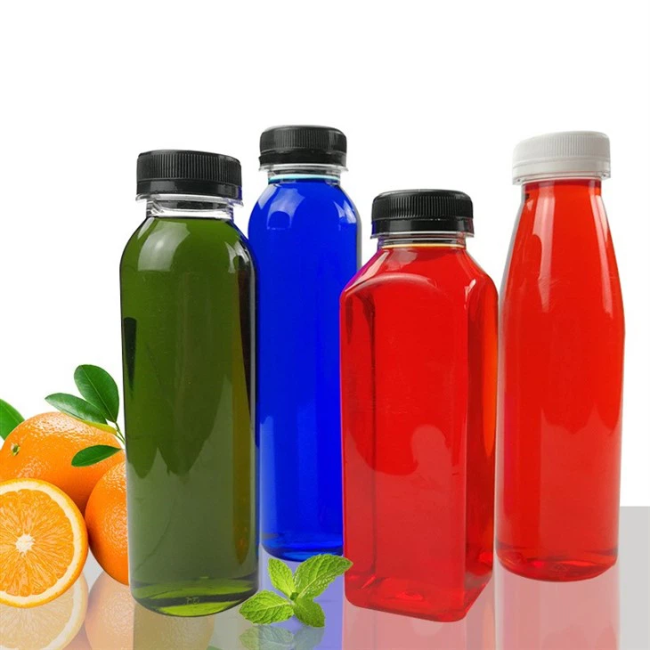 Customized Clear Juice Plastic Empty Promotional Drink Bottles Labelled Empty Drinking Beverage Juice Water BottlePet Square Water Bottles Juice Containers Beverage Bottle For Tea